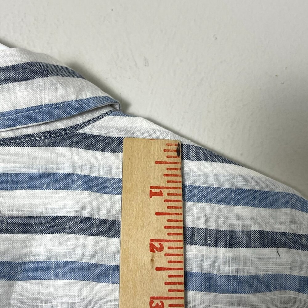 TWO by Vince Camuto Shirt Women's XL Blue Button Down Stripes Beach Boho Minimal - Picture 5 of 11